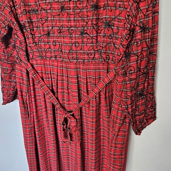 Country Wear Clothing Company Red Black Vintage 90s Plaid Embroidered‎ Size 20W - Picture 10 of 14